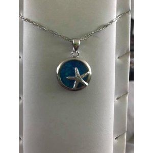Fire Opal starfish  .925 silver